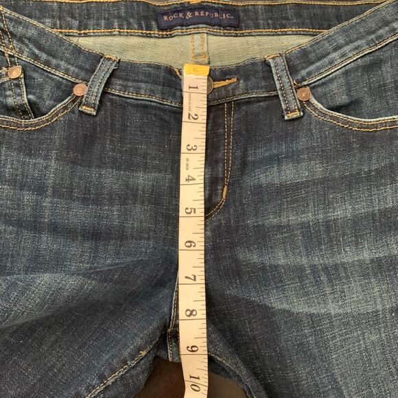 Rock & Republic Jeans Women Size 8 Emo Skinny Straight Embossed Mid-Rise Stretch - Picture 8 of 9